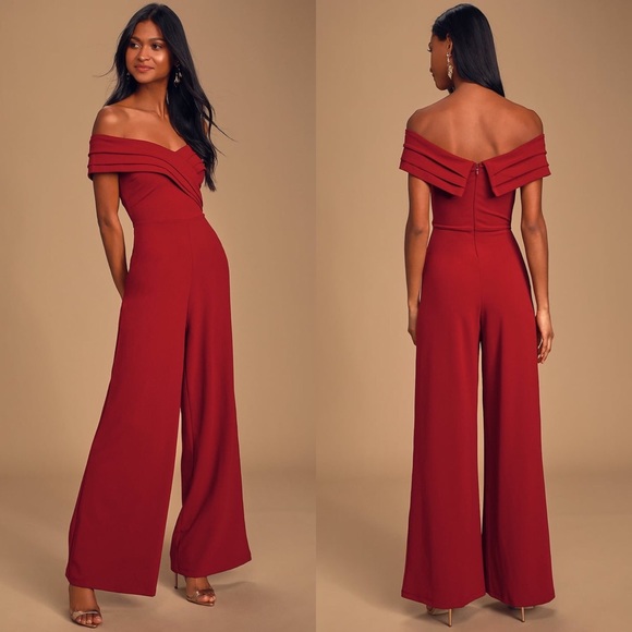 Lulus Pants - Lulus Stand Tall Off The Shoulder Jumpsuit Size S
